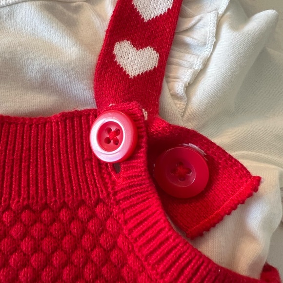 Cat & Jack baby girl red heart romper and top set | 12 months - Picture 4 of 4